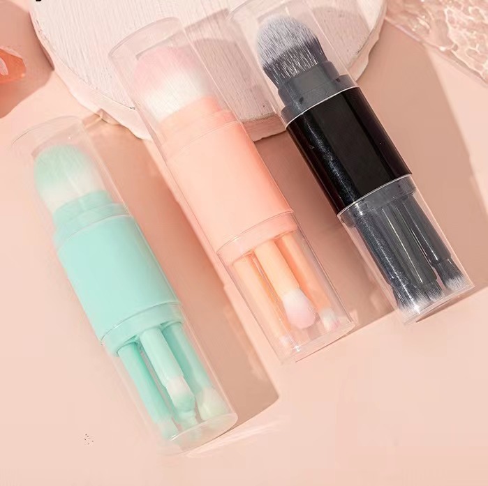 Portable dual-head makeup brush, eyeshadow brush, powder brush, five-in-one beauty tool, a must-have for girls' travel full figure