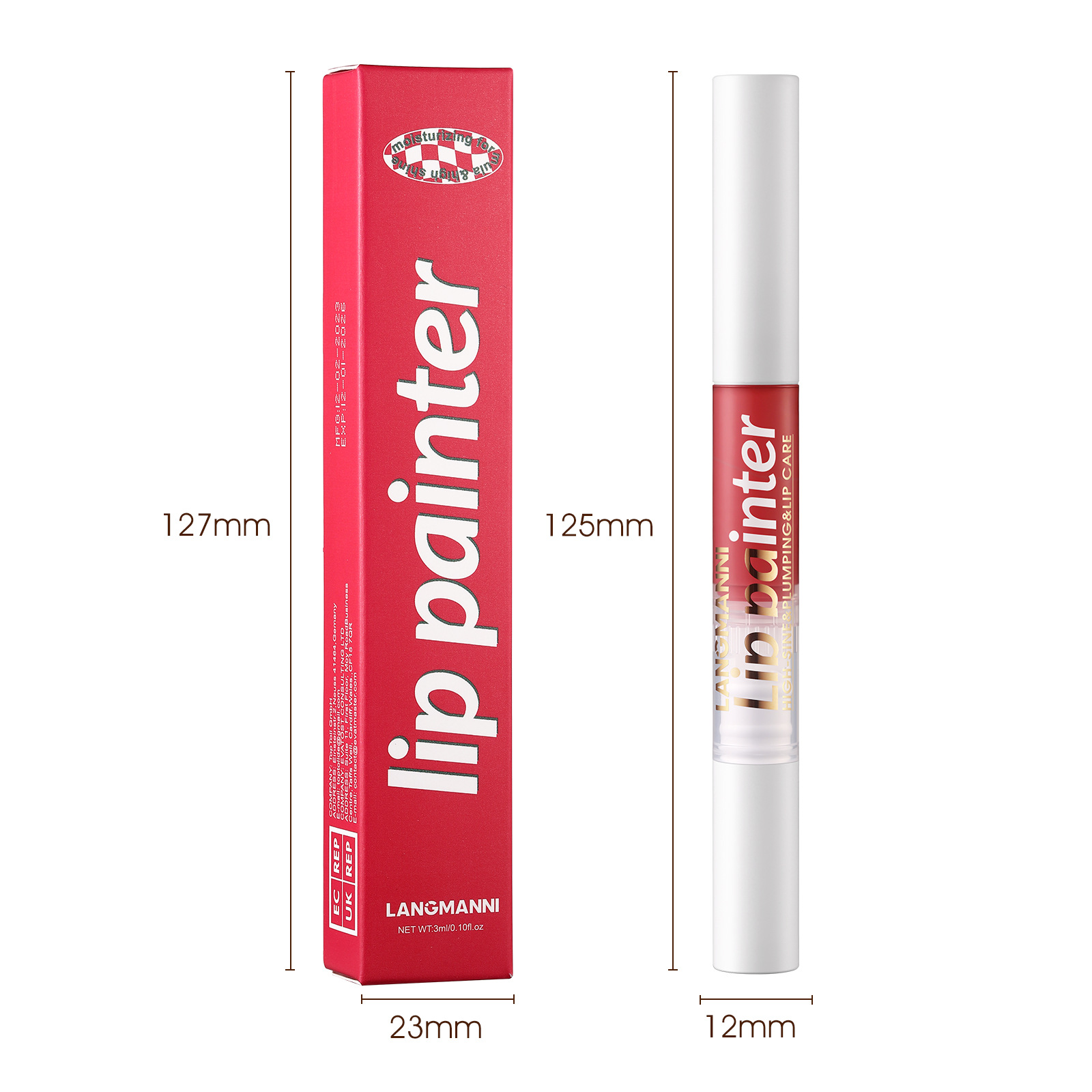 LANGMANNI Rotating Lip Gloss with pearlescent and easy-to-apply soft brush glitter lip gloss Item Picture