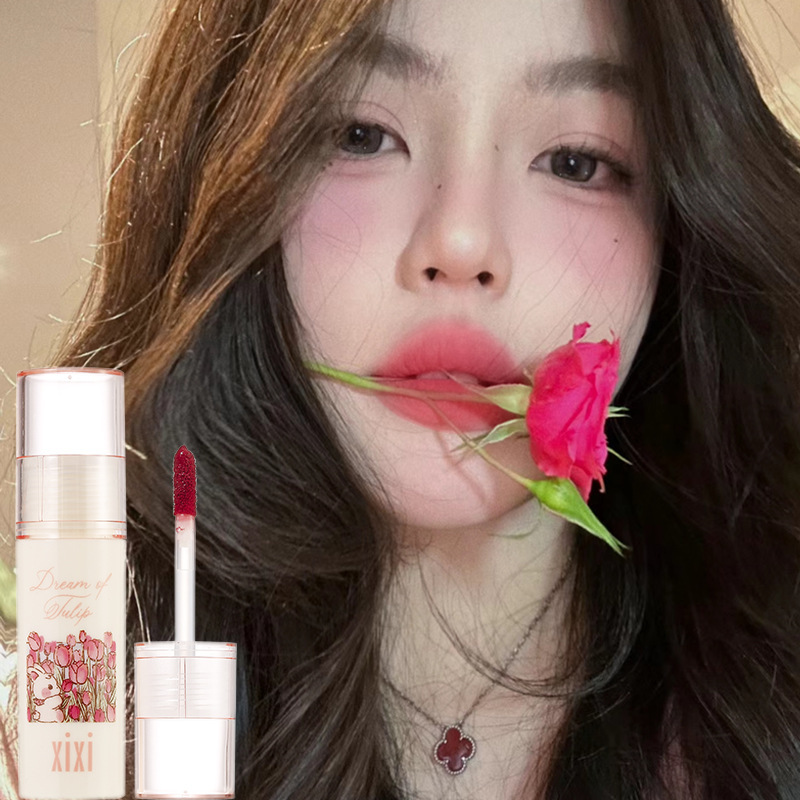 xixi Xin Xin Lian Lian Powder Mist Velvet Lip Gloss is not easy to stick to the glass and does not fade easily. This energetic lipstick makes the skin fairer and is affordable for students Specification drawing