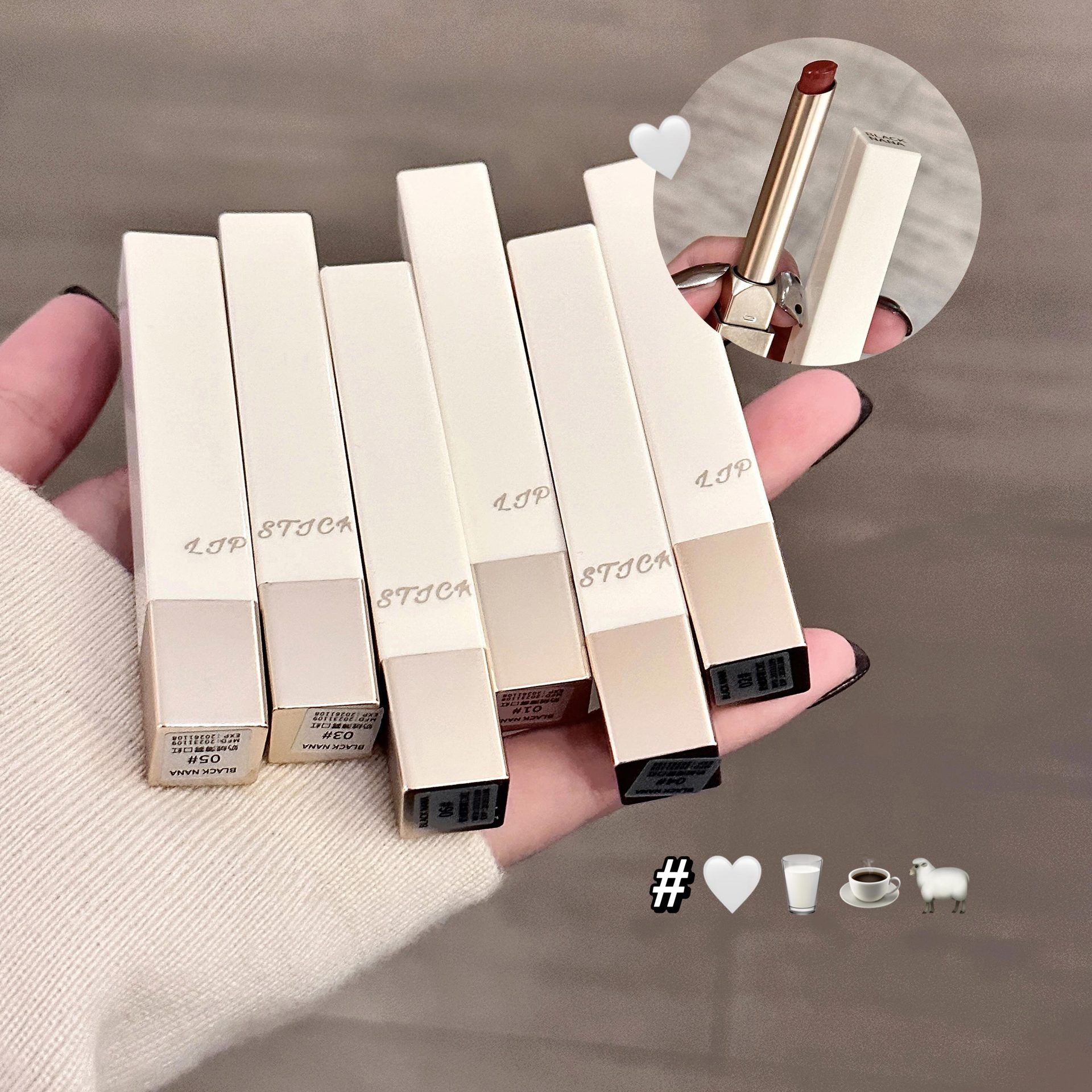 BLACK NANA Milk Velvet Mist Small Tube Lipstick Velvet matte Whitening Lip Gloss, energetic and versatile wholesale cross-border full figure