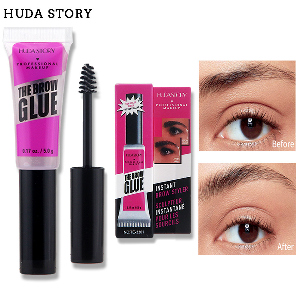 huda story Shaping Eyebrow Gel: Transparent water-resistant eyebrow shaping glue, natural, long-lasting and three-dimensional eyebrow gel full figure