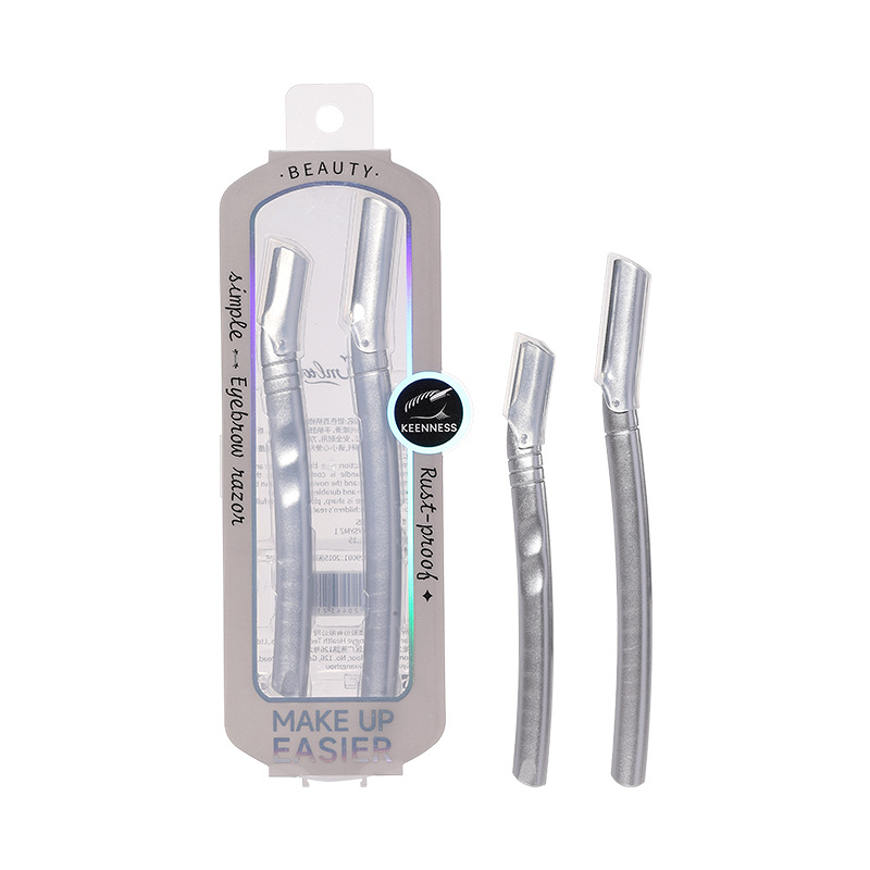LMLTOP silver straight handle large and small head eyebrow trimmer, two sets of stainless steel micro-distance protective net eyebrow trimmer JJF09 Item Picture