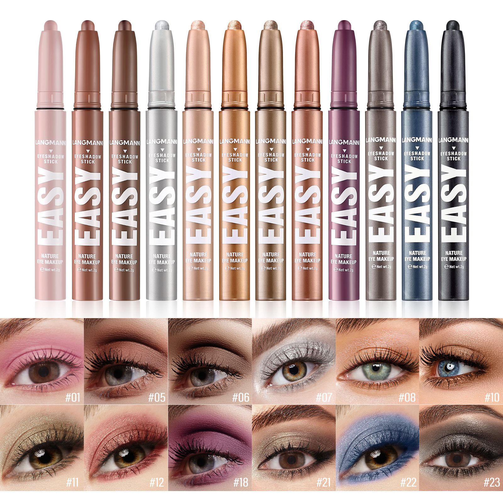 LANGMANN single eyeshadow stick: Pearlescent, matte, multi-color blending eyeshadow pen full figure