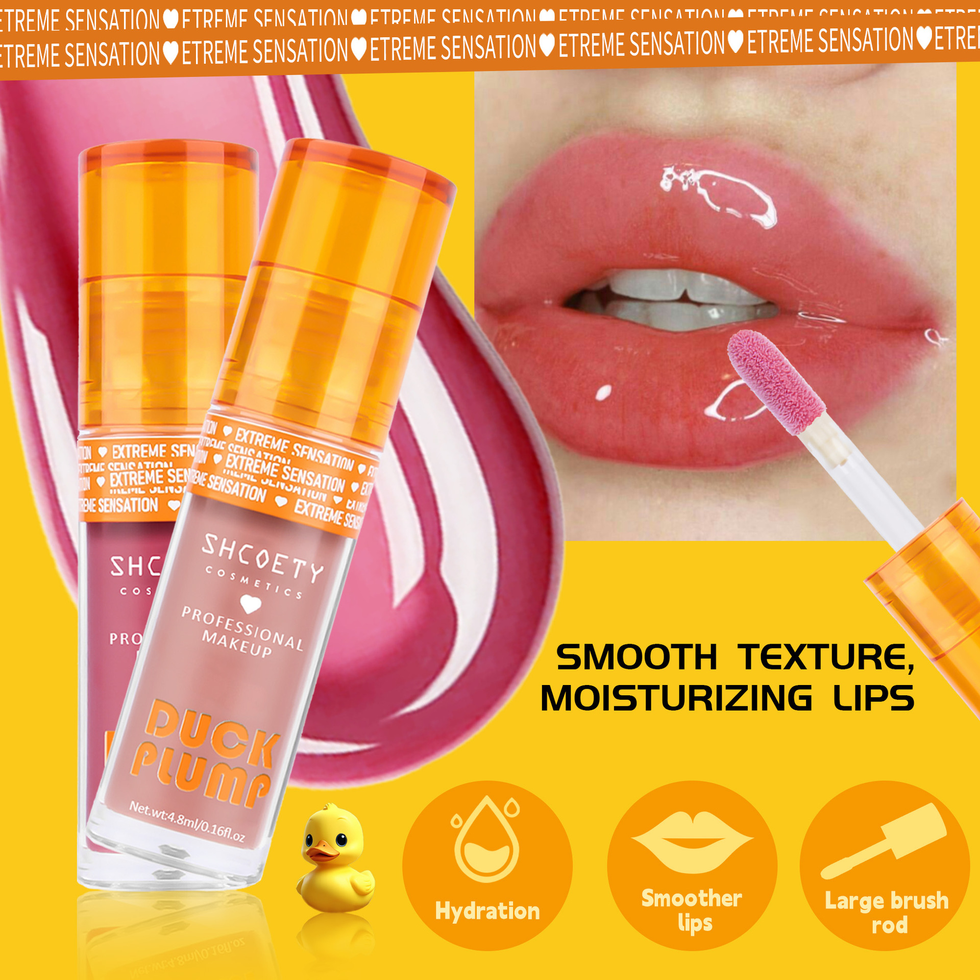 SHCOETY Cross-border Duck Lip Oil, Lip Gloss, Mirror Lip Gloss, Dudu Lip Gloss, Liquid Lipstick, Lip Care Oil and Makeup full figure