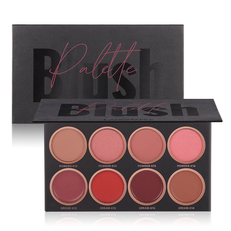 Langmanni Eight-color matte Blush High Disc brightens skin tone Natural Blush Plate Blush Cream details Picture
