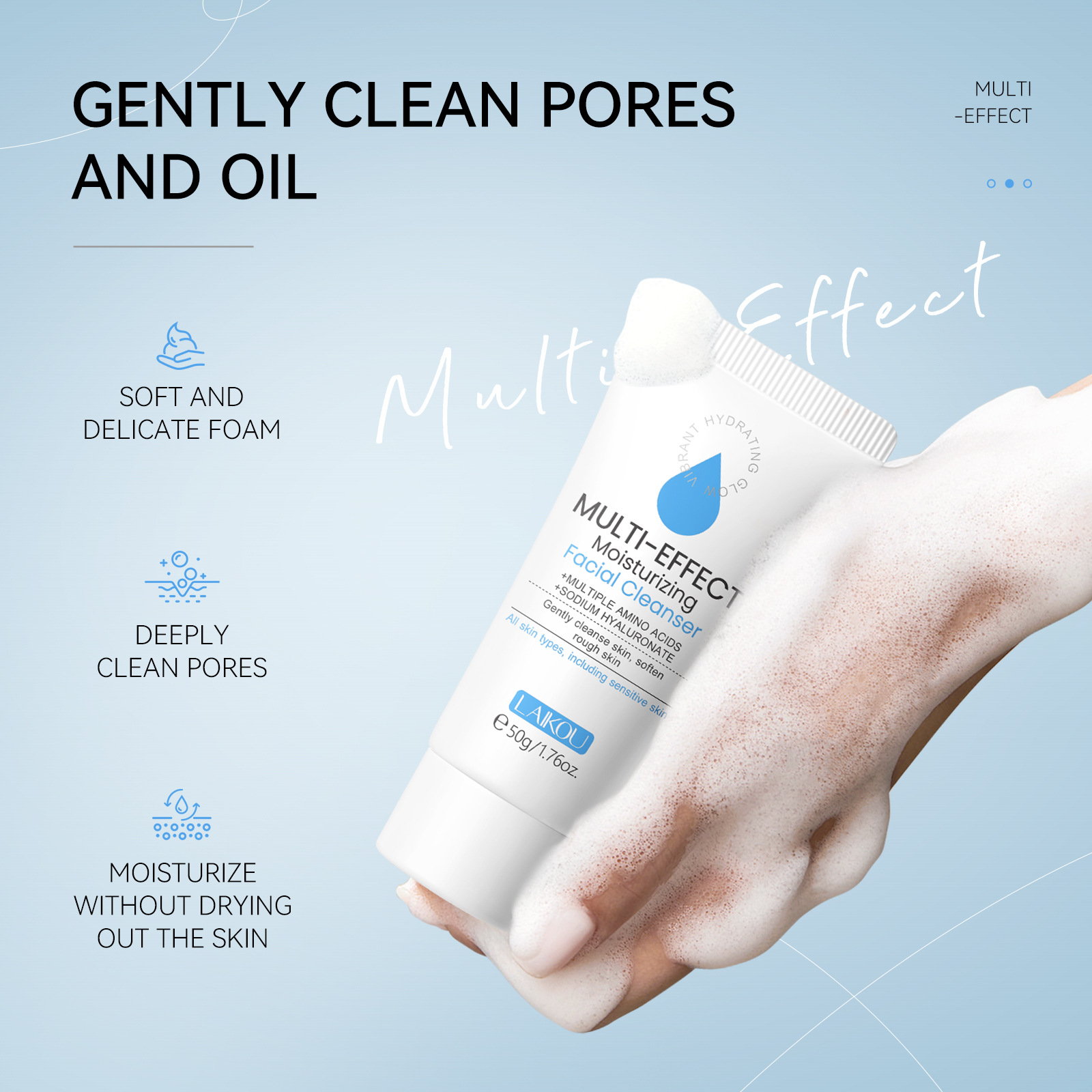 Cross-border Laicome Facial Cleanser 50g facial cleansing, hydrating and moisturizing manufacturer's in-stock skin care products wholesale and consignment details Picture