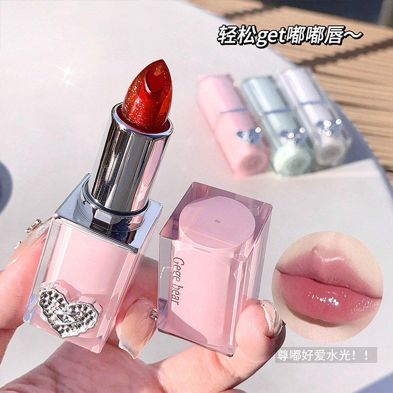 Gegebear Crystal Clear and Moisturizing Sandwich Lipstick for chubby Lips Autumn and Winter Moisturizing and hydrating Student natural Nude Lip gloss details Picture