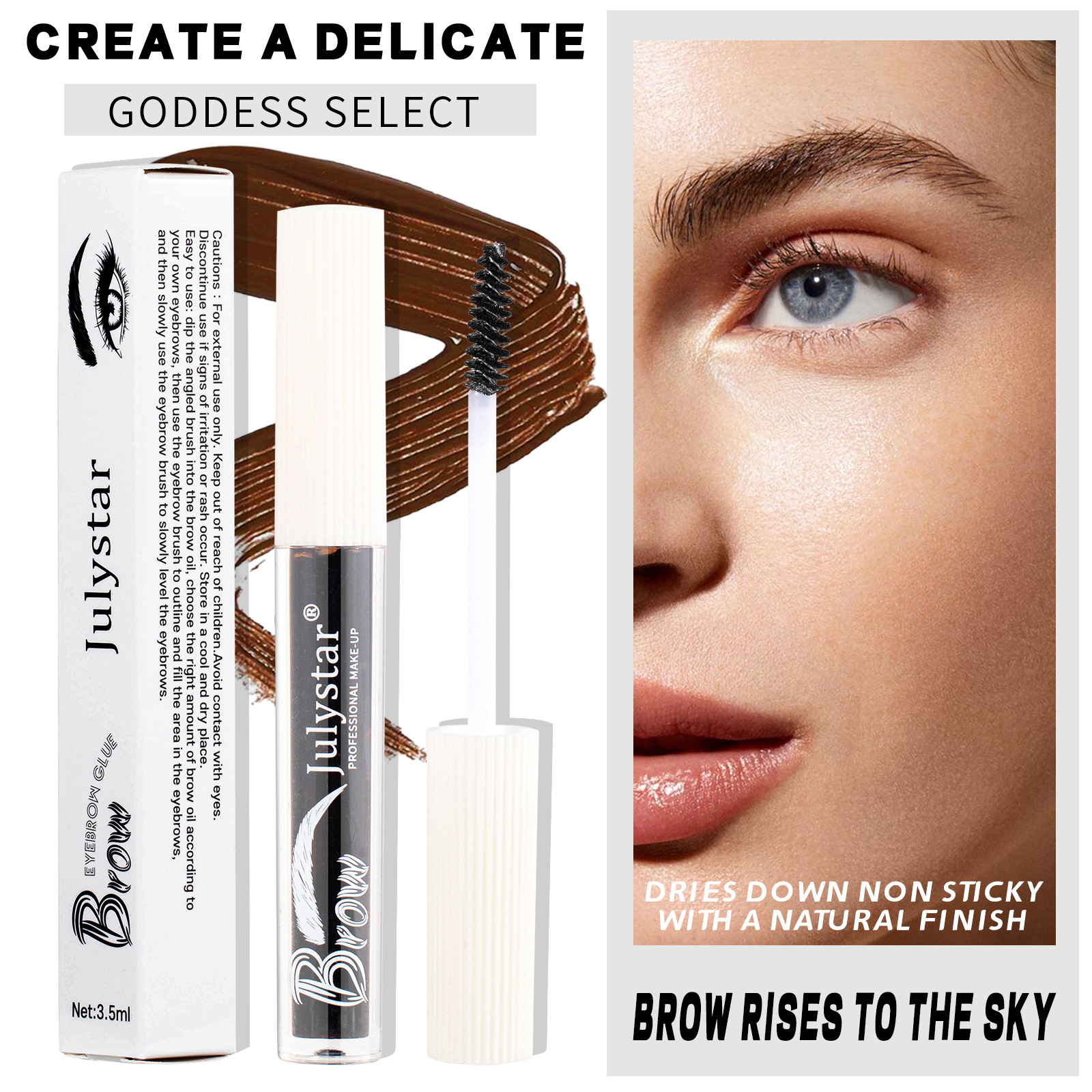 Julystar Eyebrow Gel is a water-resistant, non-smudging, natural and three-dimensional liquid that dries quickly details Picture
