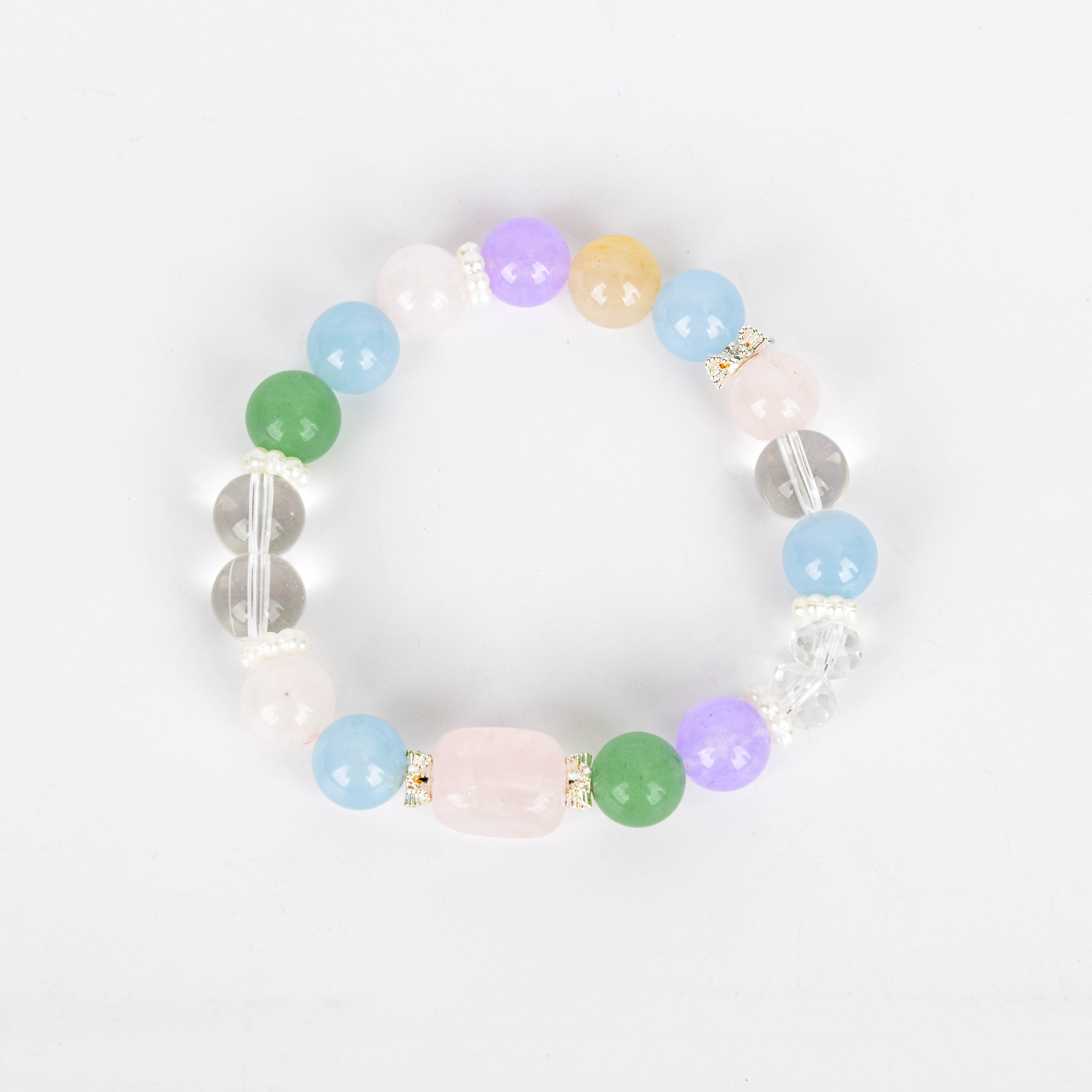 天然石超七水晶手串女生高级感多宝彩虹方糖桃花招财手链串珠