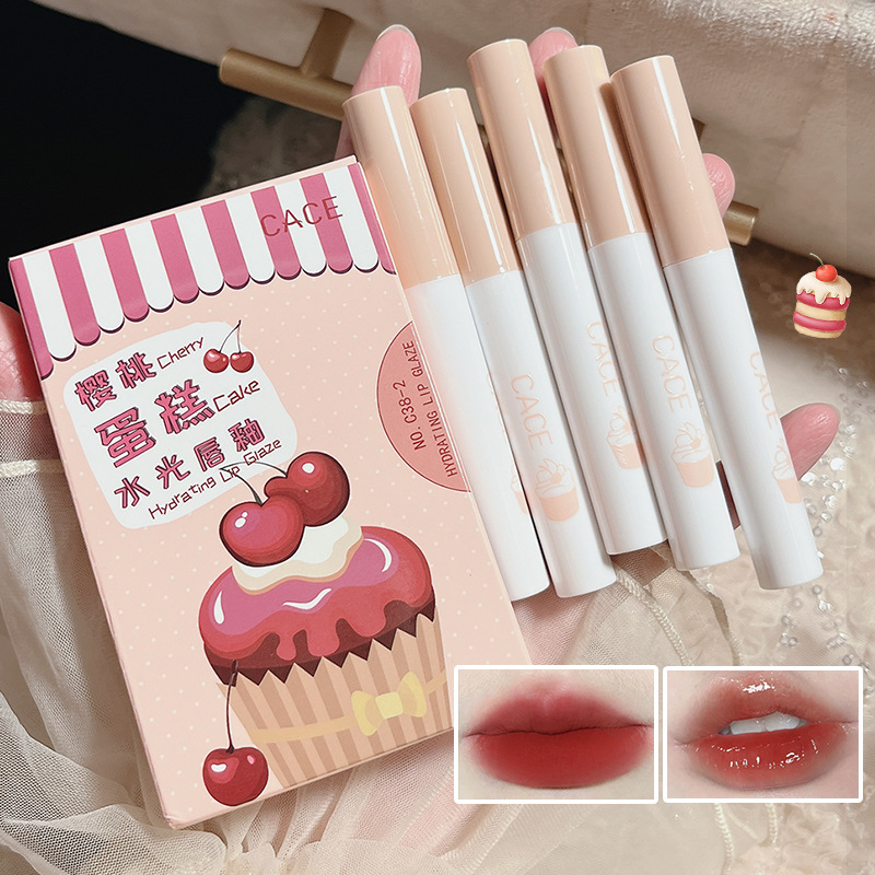 CACE Cherry Cake Mirror Water Gloss Lip Gloss Velvet Matte Lip Paste Easy to color, affordable factory wholesale full figure