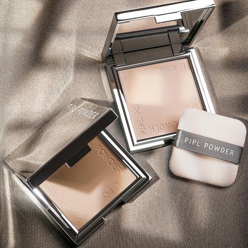PIPL Small Silver Block Powder Compact for Concealing and contouring, Dry and Wet Dual-purpose Moisturizing Dry Powder, Setting Powder, Loose Powder for Women, Long-lasting Powder Compact Live broadcast full figure