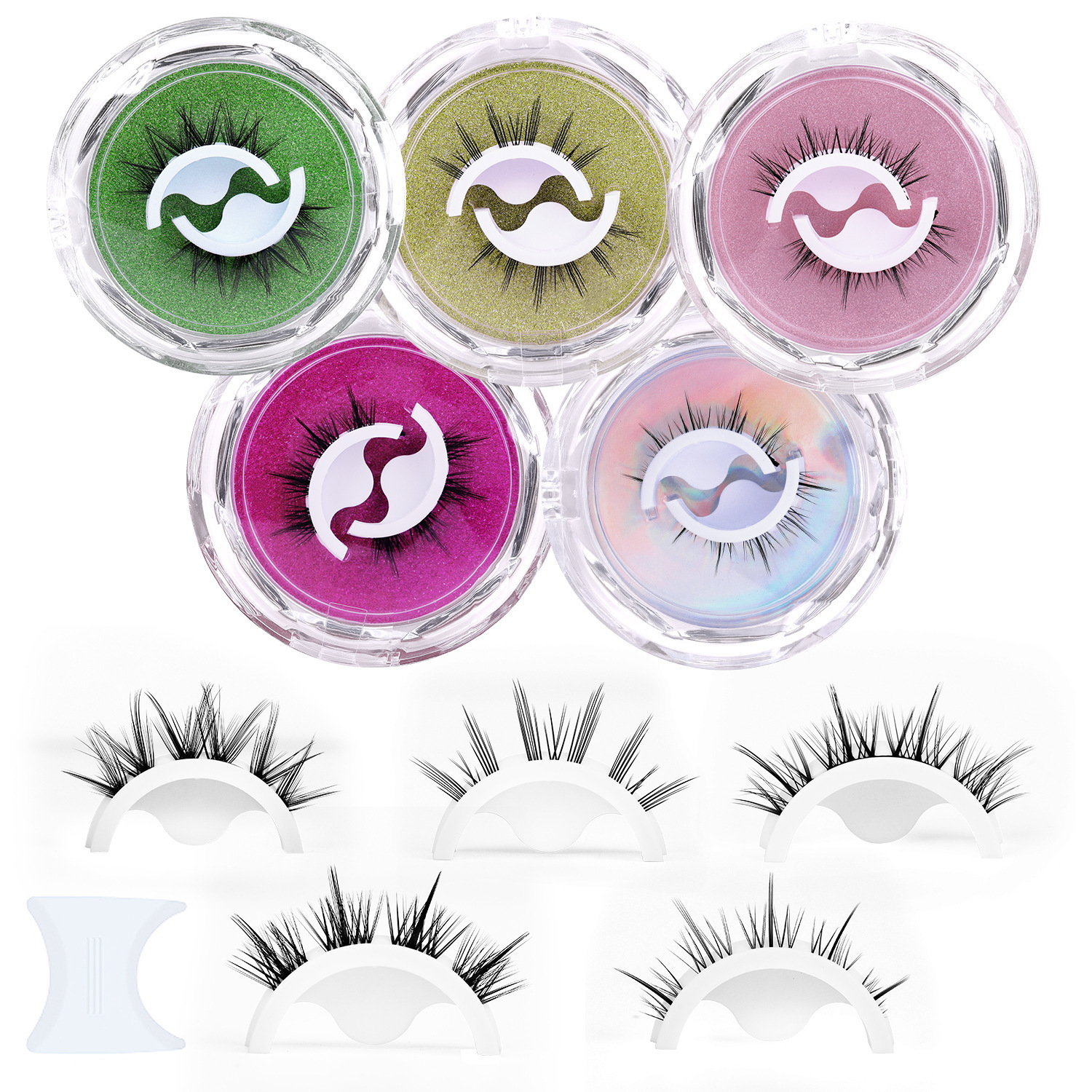 Glue-free and easy-to-remove false eyelashes, natural simulation, one-piece pair false eyelashes, reusable, temperature-sensitive self-adhesive eyelashes full figure