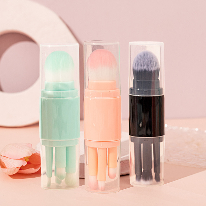 Portable dual-head makeup brush, eyeshadow brush, powder brush, five-in-one beauty tool, a must-have for girls' travel details Picture