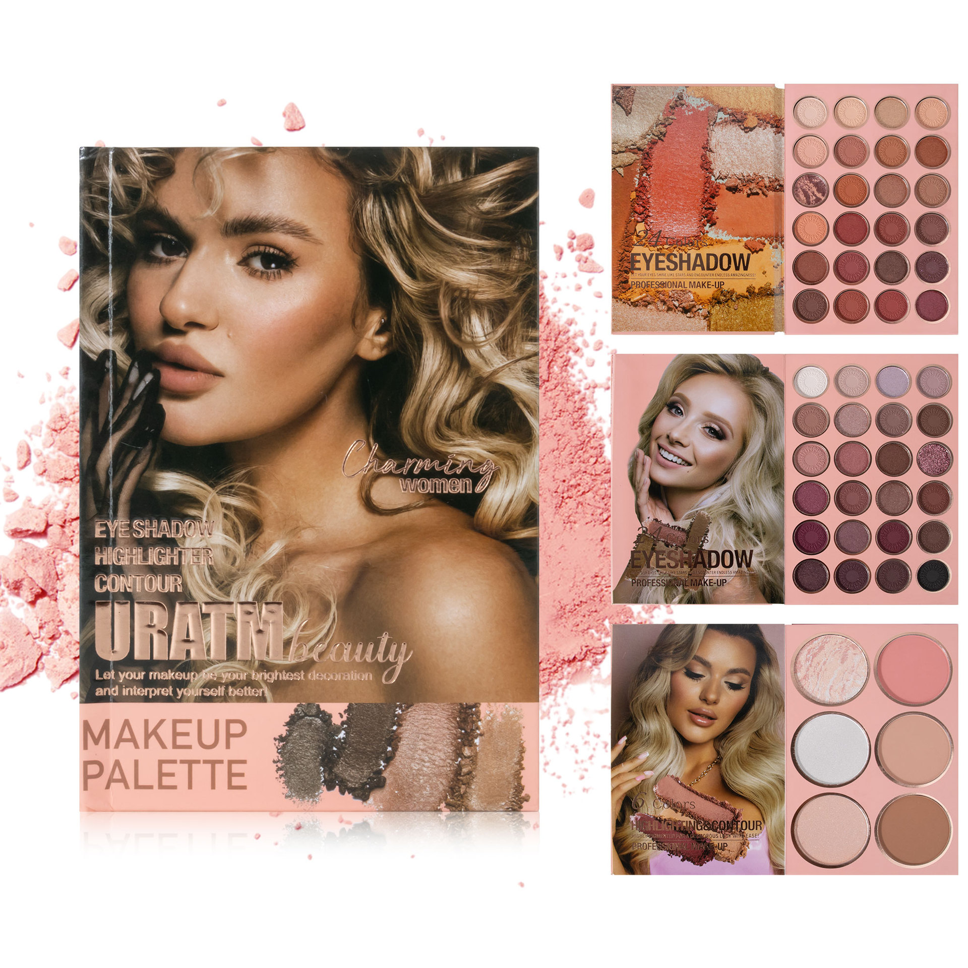 A 54-color cross-border bestseller, 3-page eyeshadow palette, matte pearlescent blush, high-gloss one-piece, easy-to-apply makeup full figure