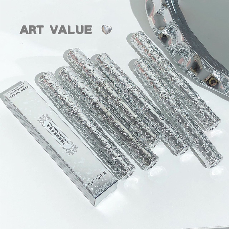 New product: Floating butterfly velvet Misty Lip clay, silver tube, delicate girl student relief lip glaze, six colors, cross-border export consignment full figure