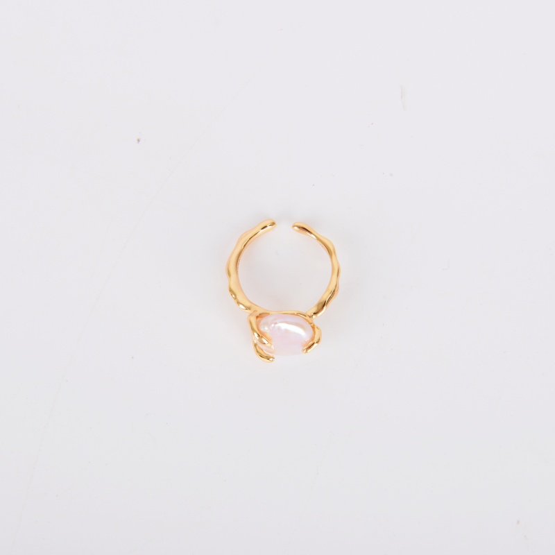 New retro natural Baroque pearl s925 silver ring, a high-end and unique index finger ring for women, an elegant jewelry details Picture