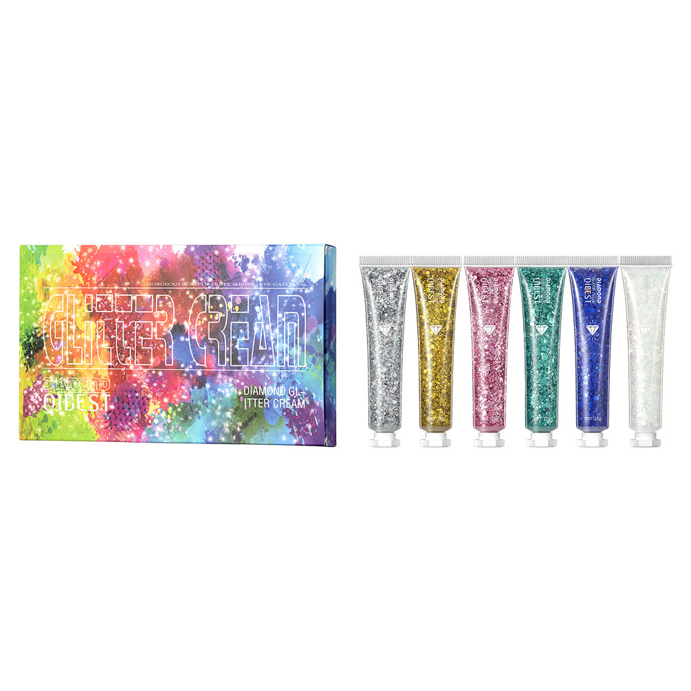 QIBEST Sparkling Eyeshadow and Sequin Cream Set, Stage Makeup, Eyelash Day, Halloween, Suitable for export wholesale Item Picture
