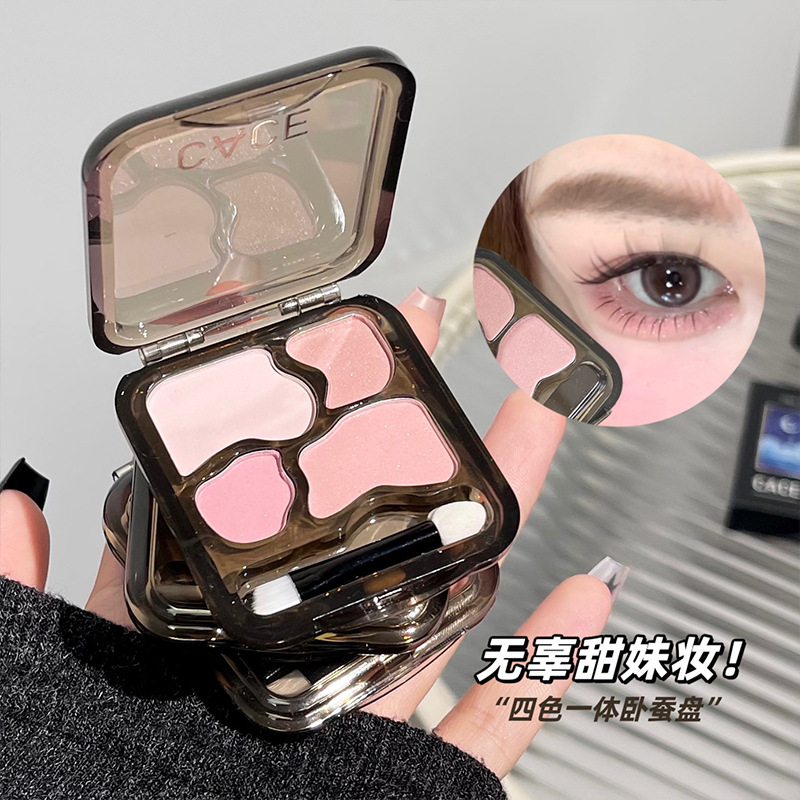 CACE Star Story Sleeping Eye Shadow Palette, three-color amber with brush head, four-color integrated makeup palette, suitable for students Specification drawing