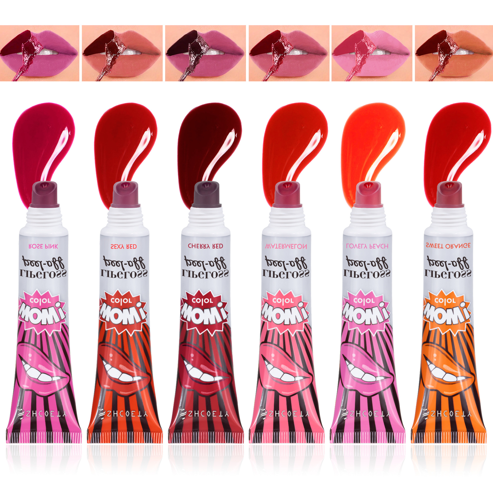 SHCOETY peel-off lipstick Set, Moisturizing lip mask, lip gloss, stretch, waterproof, non-fading, non-stick, lip gloss, cross-border full figure