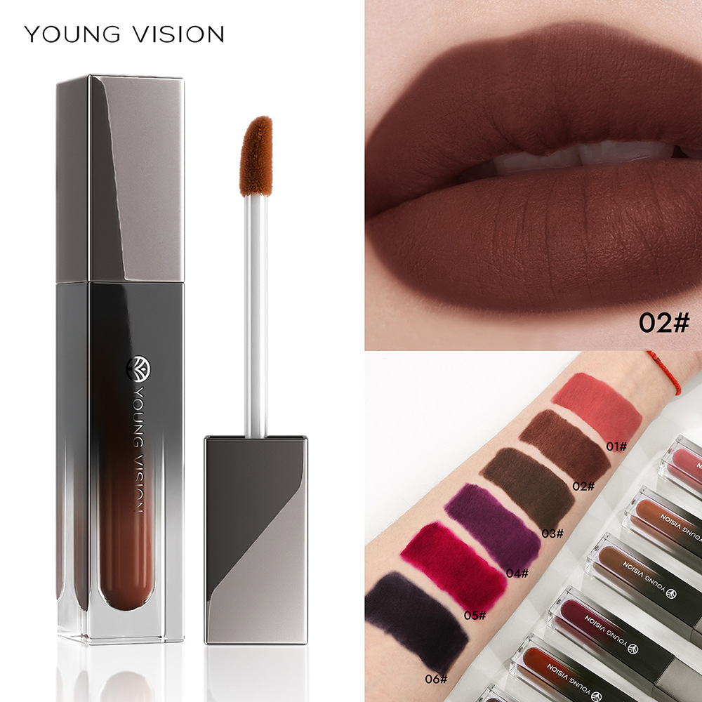 YOUNG VISION 6-color matte velvet matte lip paste is not easy to stick to the cup and is a multi-purpose eyeshadow blush for contouring Specification drawing