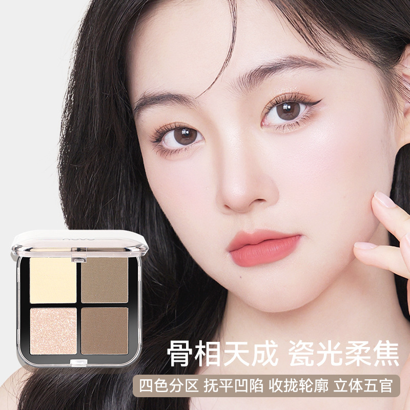 NOVO Light and Shadow Quick Draw Four-Color Contouring Palette, matte, Highlight, Three-dimensional brightening, Facial shadows, Nose Shadows - a beginner's comprehensive set details Picture