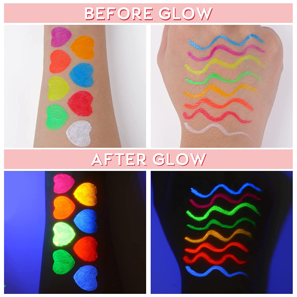 New cross-border fluorescent eyeliner pen uv glow body painting pen Party face color matte color glow Specification drawing