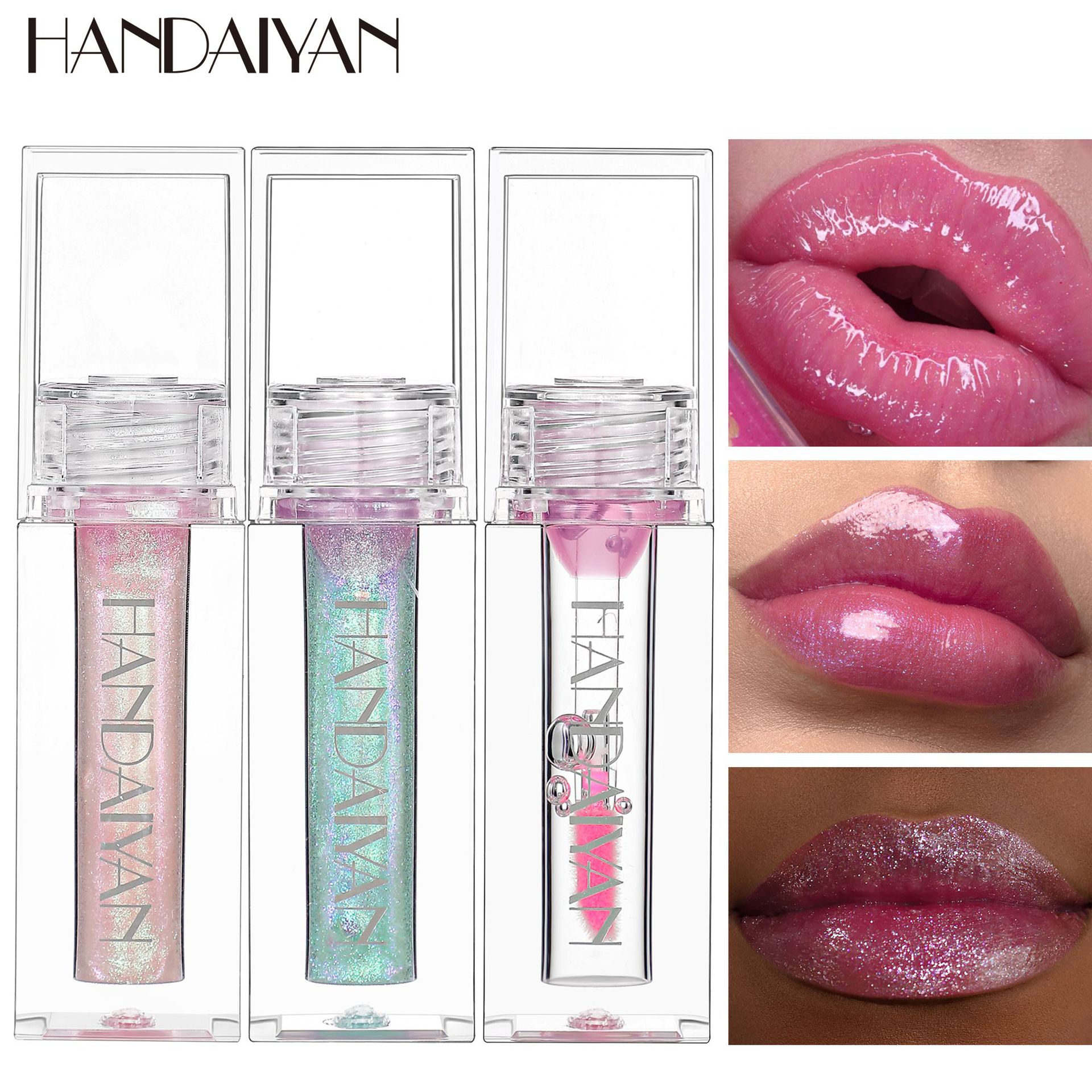 Dudu Lip Gloss handaiyan Cross-border Makeup Transparent Thermochromic Moisturizing Mirror Lip Gloss Pearlescent Lip Oil Lip Gloss full figure