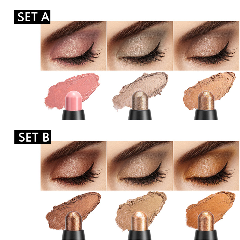 MABOX pearlescent eyeshadow stick, eye makeup, colored pen, high-gloss rotating eyeshadow, horizontal pencil, shiny with brush head, makeup Specification drawing