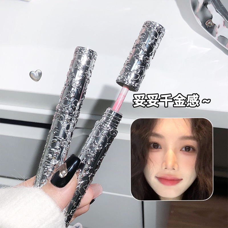 New product: Floating butterfly velvet Misty Lip clay, silver tube, delicate girl student relief lip glaze, six colors, cross-border export consignment Specification drawing
