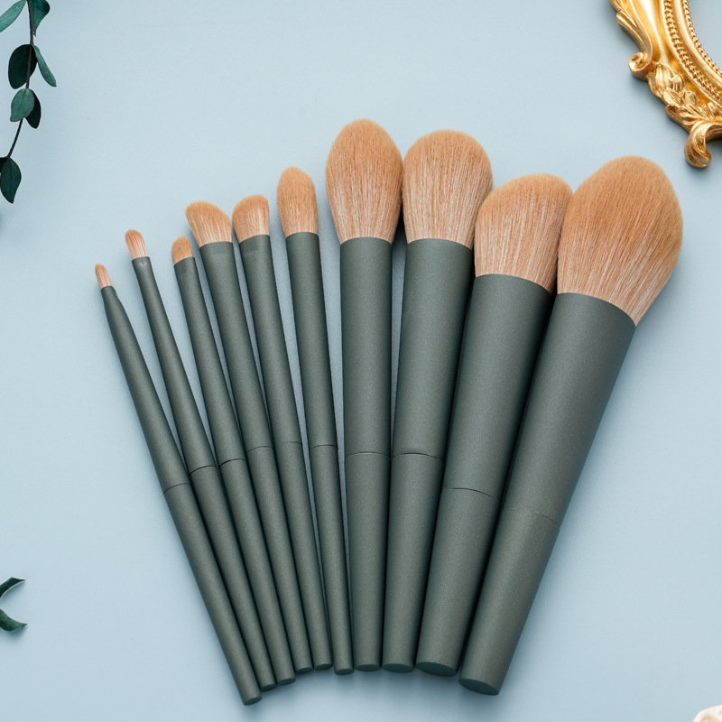 High-quality, super soft, dark green 10-piece makeup set, soft-bristled brush, complete brush tools, genuine products, suitable for beginners full figure