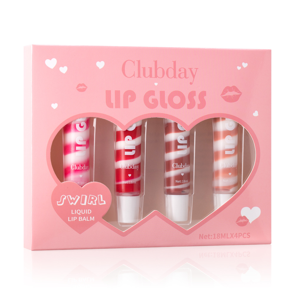 Clubday Spiral Fine Sparkling Lip Gloss Tube Nude Colored Lip Oil Set Item Picture