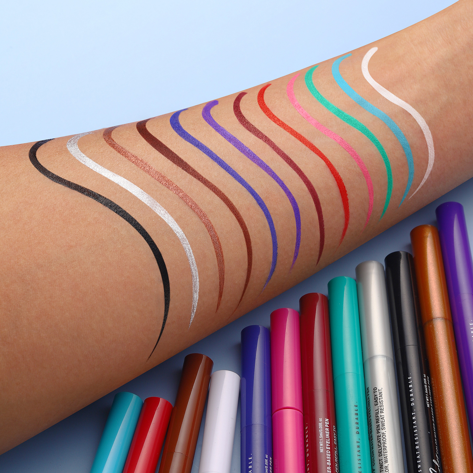 LANGMANNI Liquid Twelve-color Eyeliner Pen Set Matte Quick-Drying fang Smudge Eyeliner Liquid Pen Specification drawing