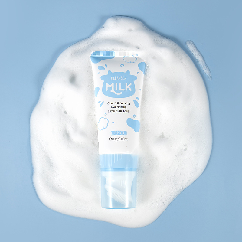Cross-border LAIKOU Milk Facial Cleanser 80g hydrating, moisturizing, pore-cleaning and nourishing, factory in stock wholesale details Picture