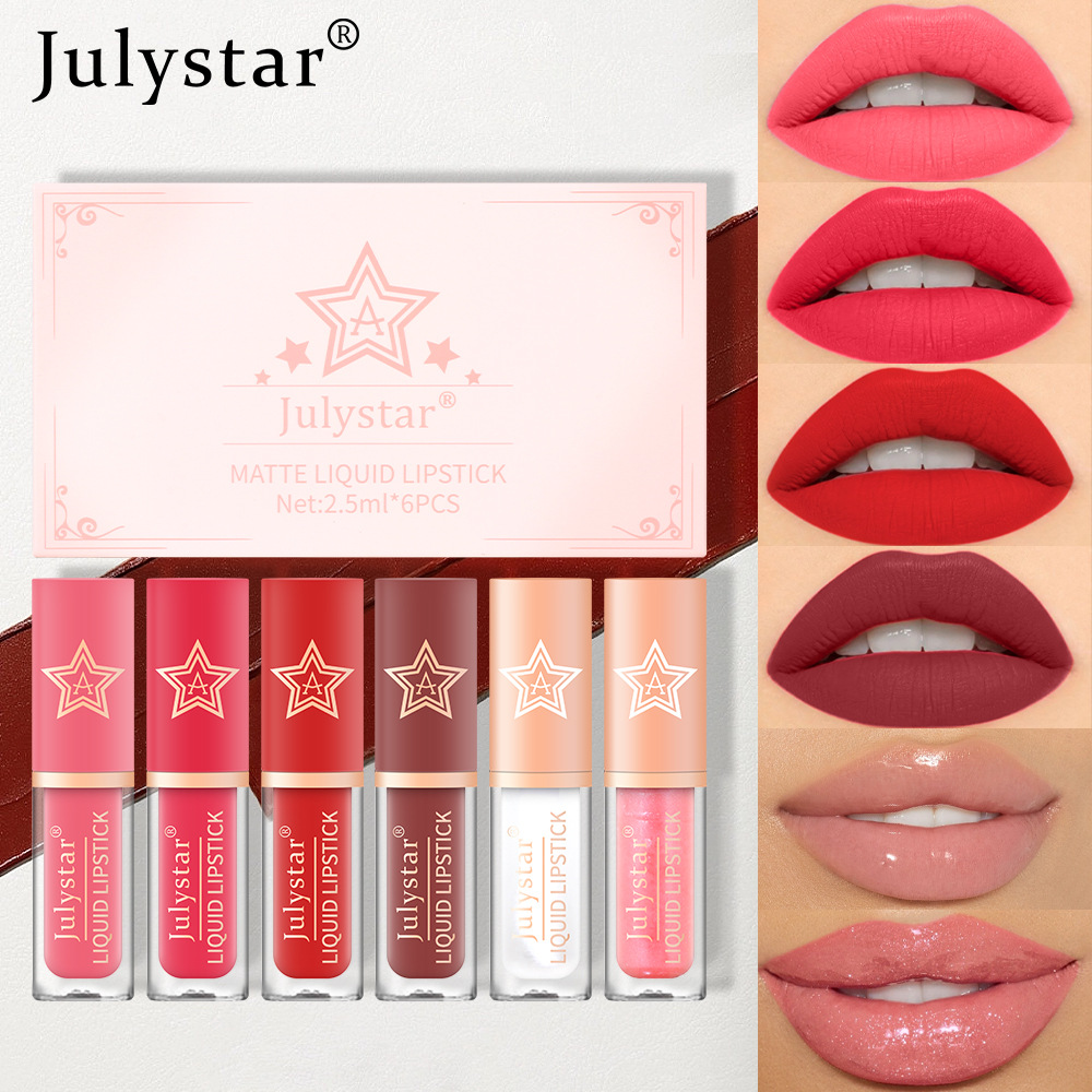 Cross-border makeup lip and cheek dual-use matte lip gloss set, natural, long-lasting, non-fading, non-stick to cups, matte lipstick wholesale details Picture