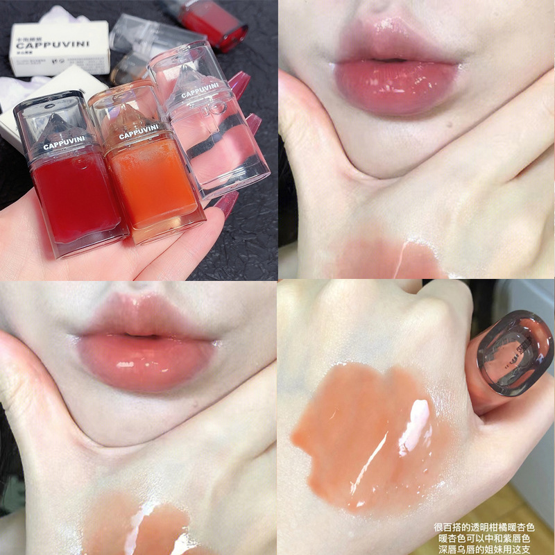 Cappuvini Ice Mountain Lip Gloss Lip Balm Glass Transparent Lip Oil Moisturizes and hydrates the lips with a lustrous glow Specification drawing