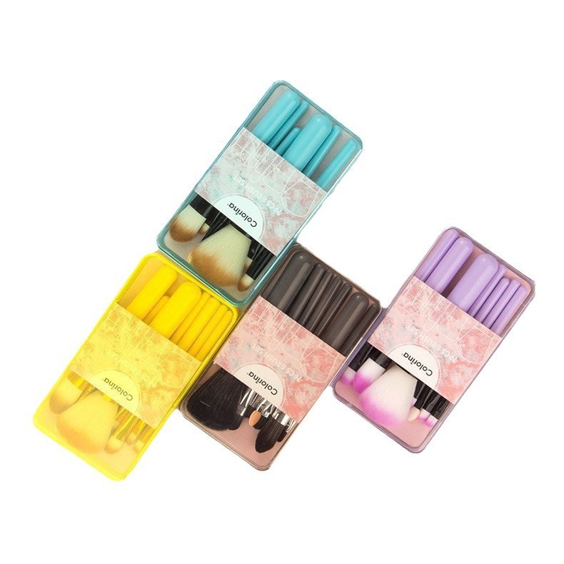 Cross-border customized makeup brush set, macaron blush brush, eyeshadow brush box set, affordable and portable makeup tools wholesale full figure