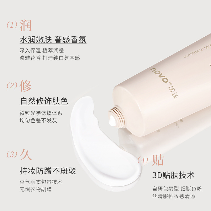 NOVO Niacinamide Brightening Body Natural Cream is hydrating, refreshing, moisturizing, waterproof, sweat-proof and non-caking. It can be used all over the body Specification drawing