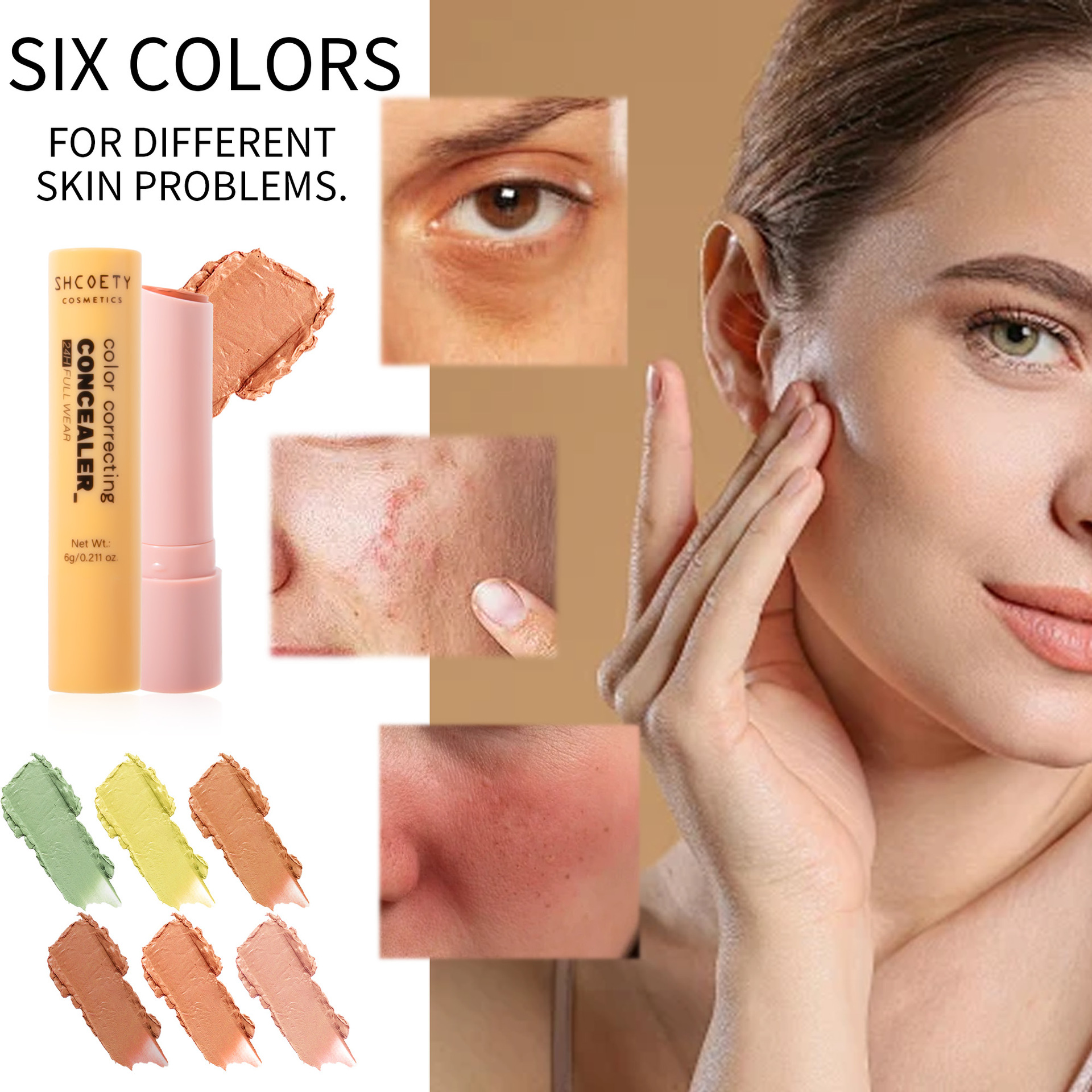 SHCOETY Cross-border Facial and Body Contouring Shadow Concealer Natural Three-dimensional Matte Waterproof Concealer Stick Makeup details Picture