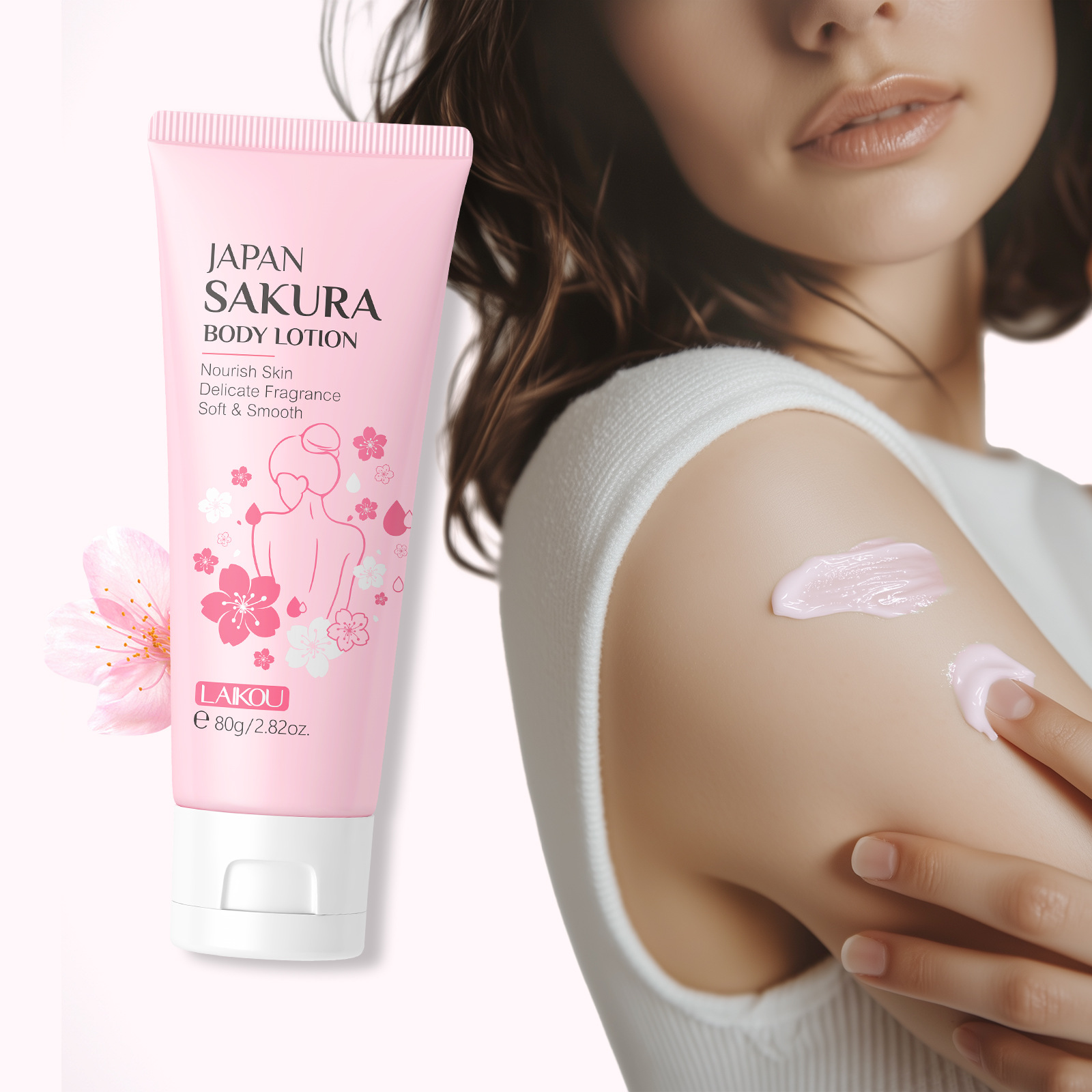 LAIKOU Cherry Blossom Body Lotion 80g Moisturizing, Lingering Fragrance, Hydrating and Moisturizing Skin Lotion in stock from the manufacturer Application Scenario