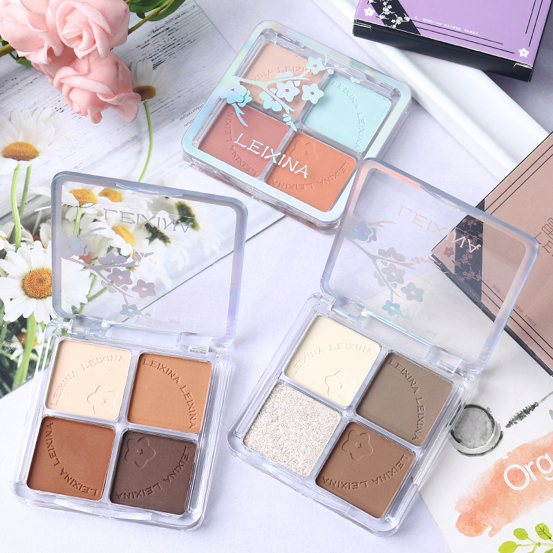 Fun Four-color eyeshadow blush Contouring set, matte, glossy, ground color, pearlescent, under-eye, and high-gloss contouring set, multi-functional and affordable full figure