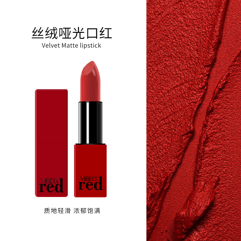 VIBELY China Red Non-Stick Cup Rim Red Gift Box Set of 10 matte matte non-fading Bright Red lipsticks Application Scenario