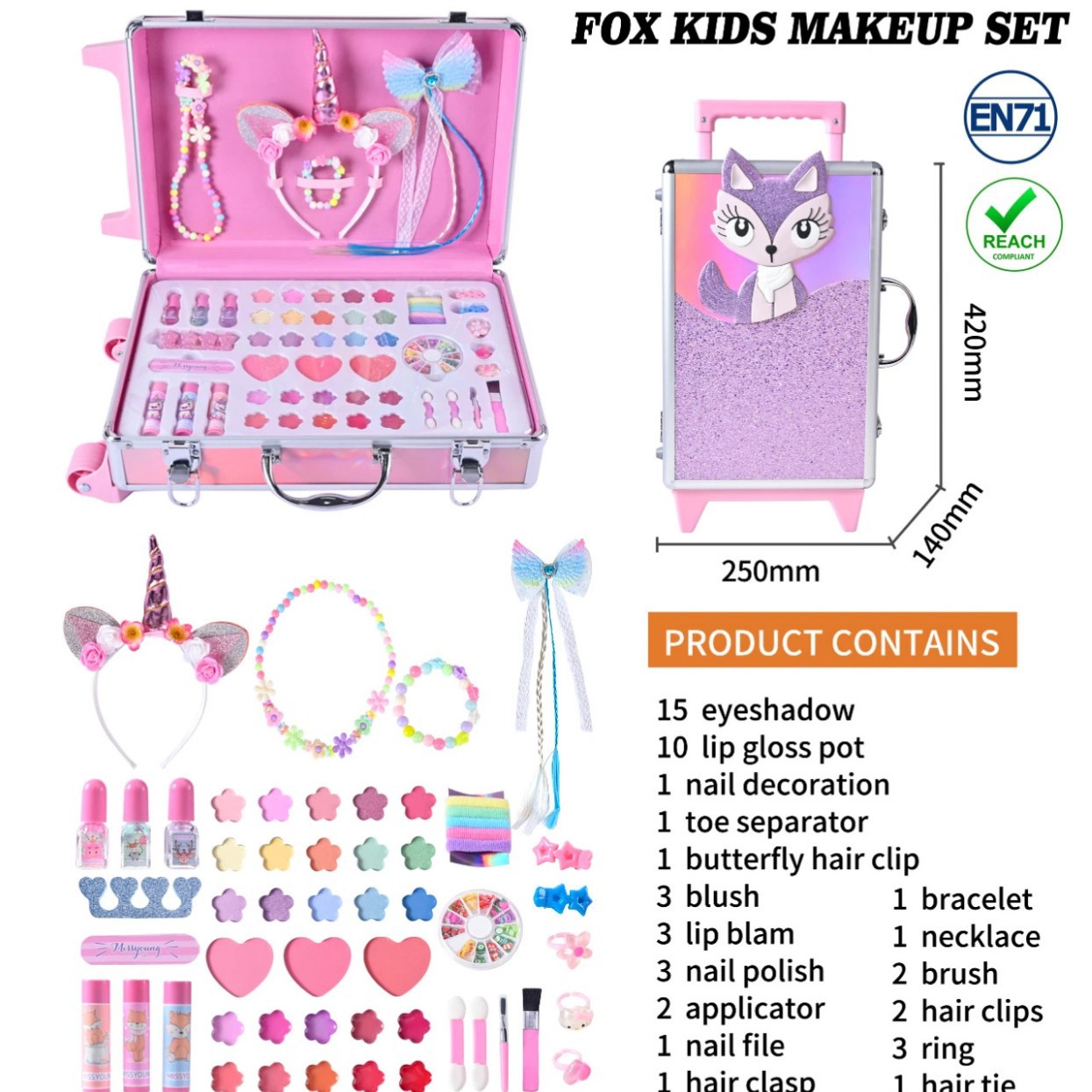Miss Young's cross-border best-selling professional children's facial cosmetics washable makeup set color palette details Picture