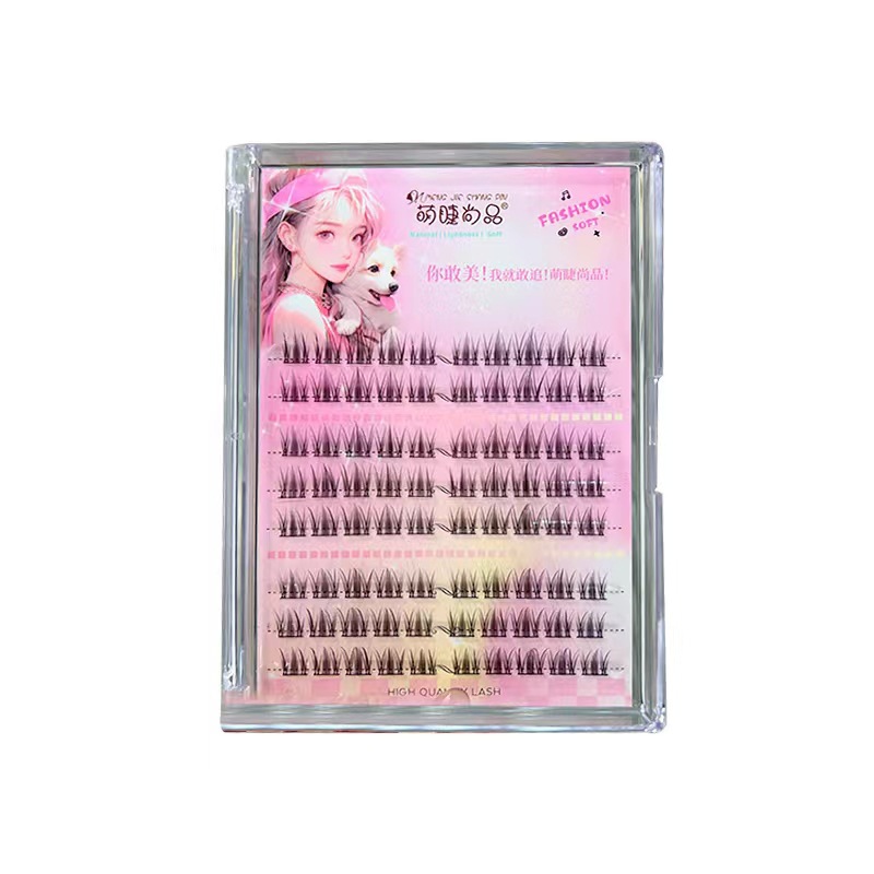 Mengjie Shangpin Lazy Person Soft Ear Rabbit Natural Style Plain boiled water makeup False eyelashes Comic Barbie single cluster eyelashes Item Picture
