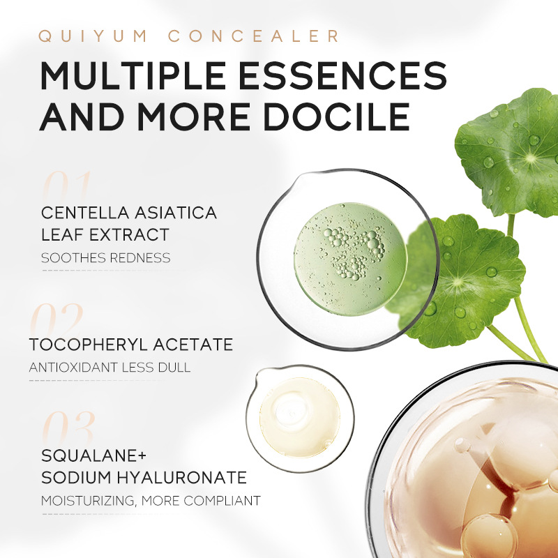 Cross-border QUIYUM Three-color Concealer 8g for contouring, covering blemishes and enhancing skin tone. Factory in stock for wholesale Application Scenario