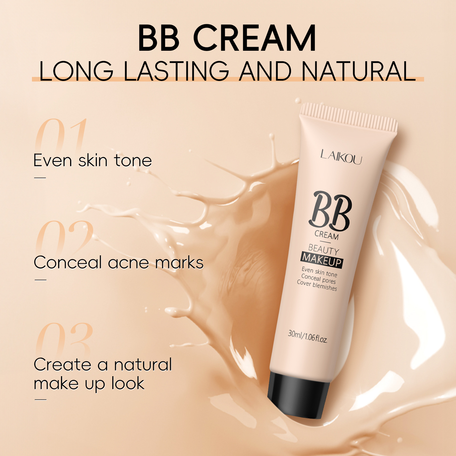 LAIKOU 6-color BB Cream (Color Box) 30g Hydrating, Moisturizing, Brightening and concealing Facial Makeup Product Application Scenario