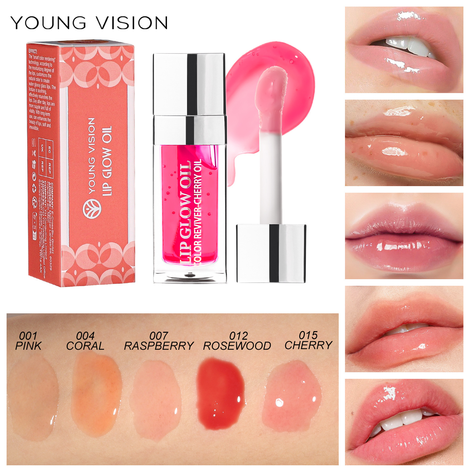 YOUNG VISION Lip Oil is available in 5 colors: Dudu Lip Gloss, Water Mist Lip Lotion and Lip Moisturizer full figure