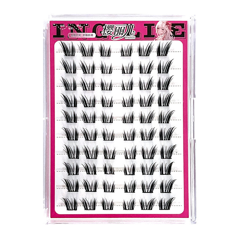 Sakura's self-adhesive cat-themed oblique flying princess false eyelashes are a natural and realistic thick comic eyelash design for women Item Picture