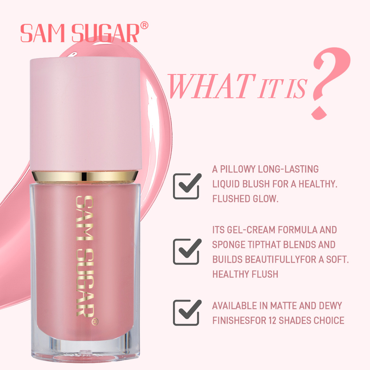 SAM SUGAR Highlighter Contouring Liquid Three-dimensional Nasal Shadow Multi-functional Matte Pearlescent Brightening Liquid Blush Specification drawing