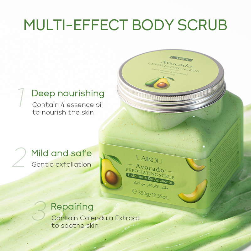 Laikou Body Avocado Scrub 350g Factory supply Pore-cleaning skin care products wholesale Specification drawing