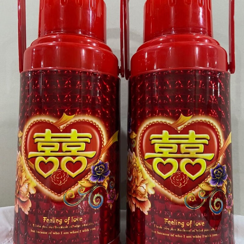 国潮：喜字不锈钢真空大容量保温壶